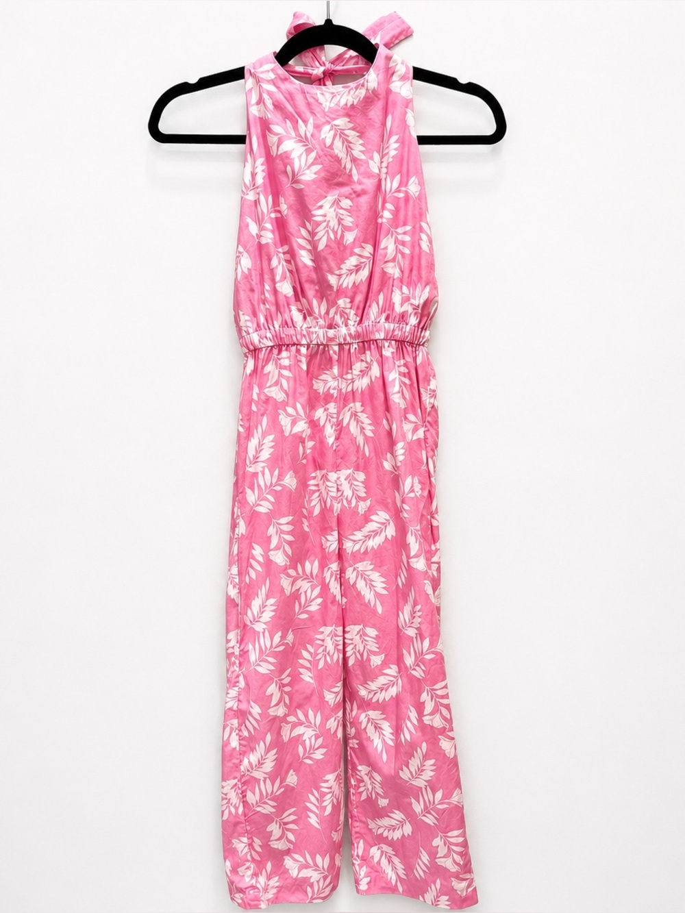 Little English Pink Havana Tropical Halter Jumpsuit Girls Size 12